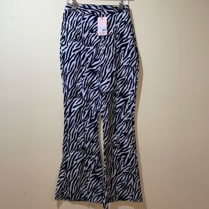 Womens New Missguided Split Front Flare Trouser Zebra Pants